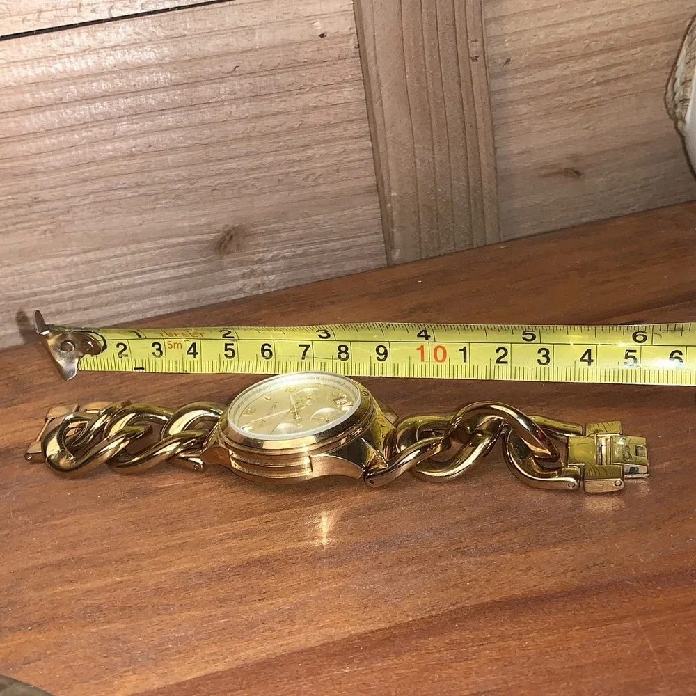 MICHAEL KORS WATCH‎ RUNWAY TWIST GOLD TONE CHRONOGRAPH CHAIN MK3131 NEW BATTERY